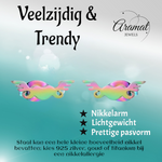 Regenboog hartjes oorstekers met vleugels – 11mm