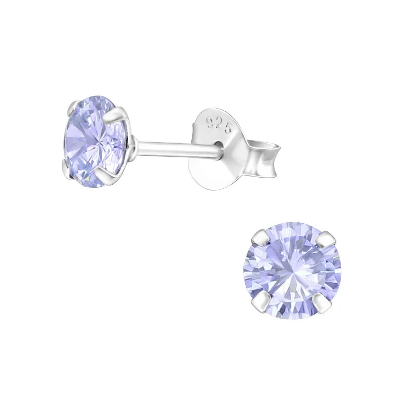 Sterling verzilverde oorbellen met lavendel cubic