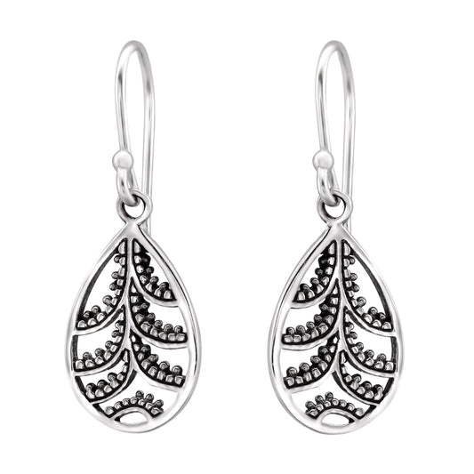 Zilveren Bali Druppel Oorbellen Met Zwarte Diamanten - Aramat Jewels