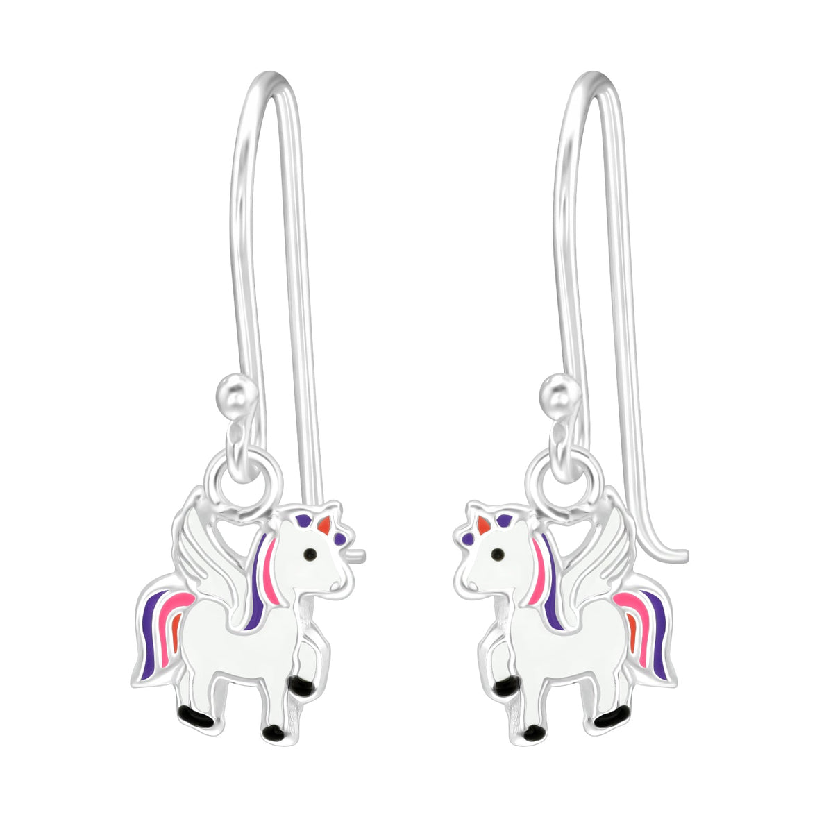 Zilveren Eenhoorn Oorhangers - Aramat Jewels® Met Regenboogontwerp.