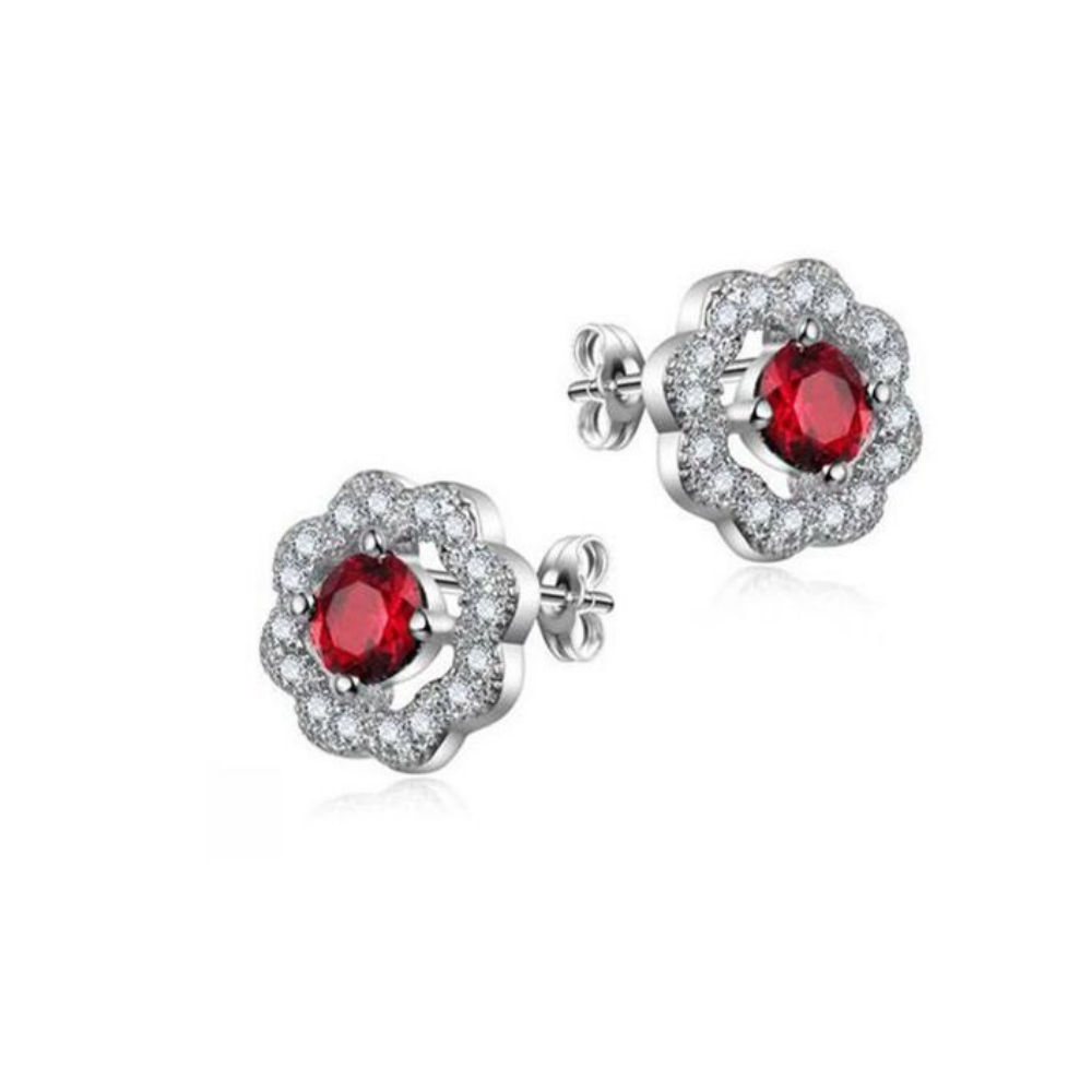 Zilveren Dames Oorbellen Met Rode Zirkonia Van Aramat Jewels®