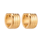 Goudkleurige Oorringen Uniseks - Twee Strepen - 13mm