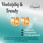 Goudkleurige Oorringen Uniseks - Twee Strepen - 13mm