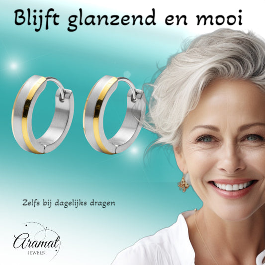 Bicolor Stainless Steel Earrings - 16mm hoops