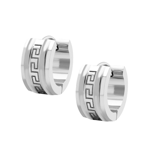 Cool stainless steel earrings with Greek symbols