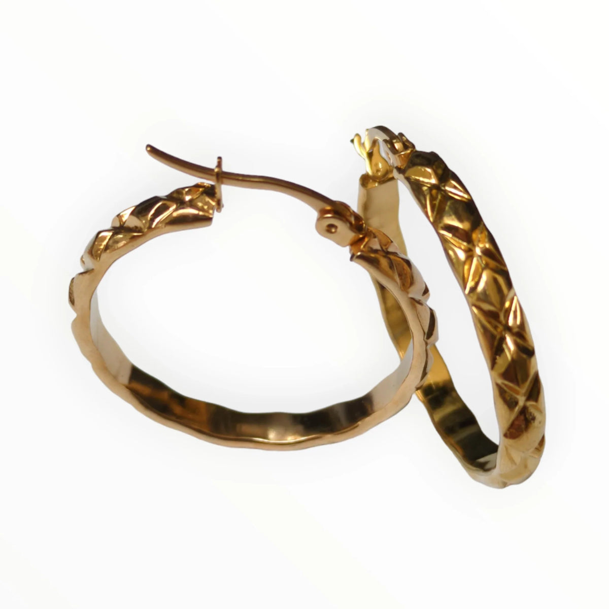 Gouden Ruitjes Oorbellen - Aramat Jewels® 30 Mm