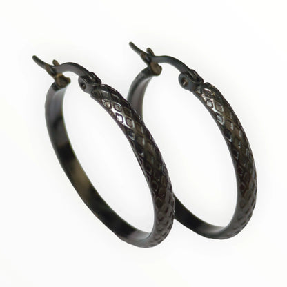 Zwarte Keramische Oorringen Van Aramat Jewels® - Stalen Oorknopjes
