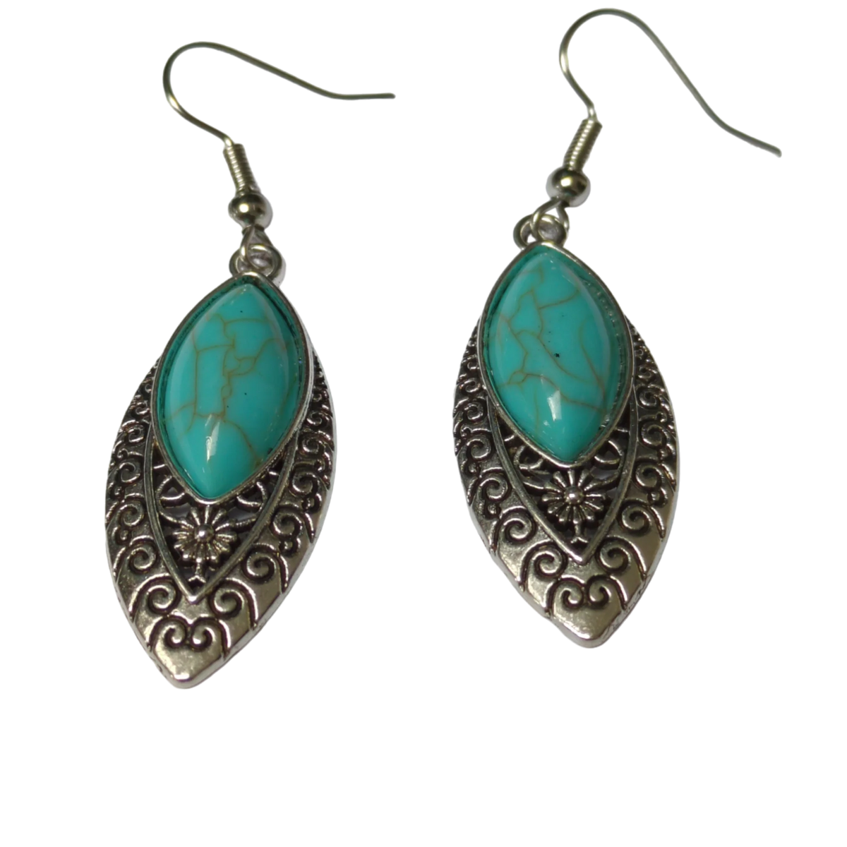 Bohemien Turquoise Gemarmerde Oorhangers | Oorbellen