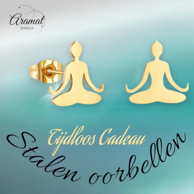 Goudkleurige Stalen Yoga Oorbellen Goudkleur