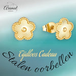 Stalen Bloem Oorbellen Goudkleur-9mm | Oorbellen