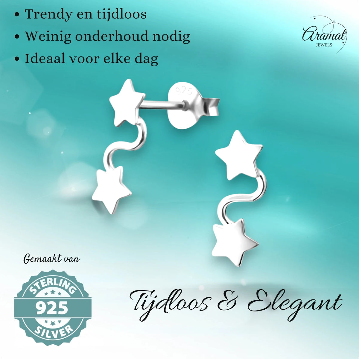 Zilveren Ster Oorbellen van Aramat Jewels®