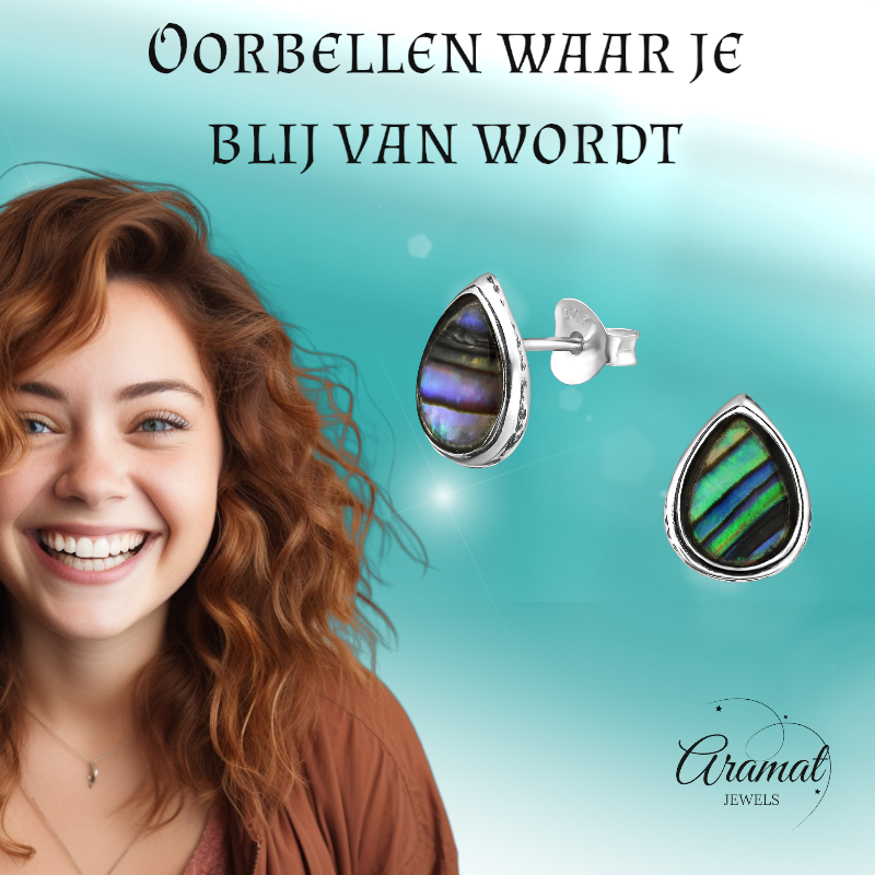 Zilveren Abalone Oorbellen 10x8 mm