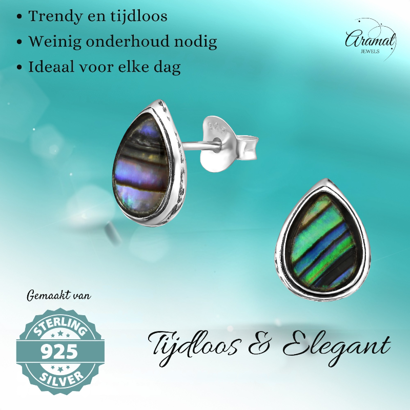 Zilveren Abalone Oorbellen 10x8 mm