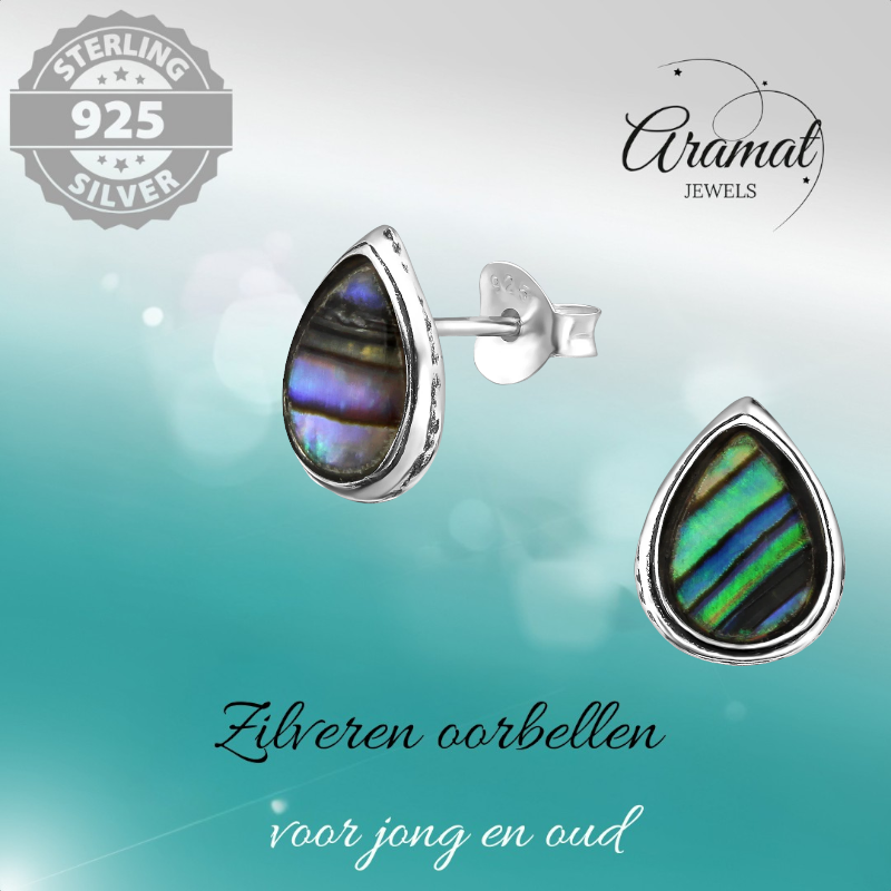 Zilveren Abalone Oorbellen 10x8 mm