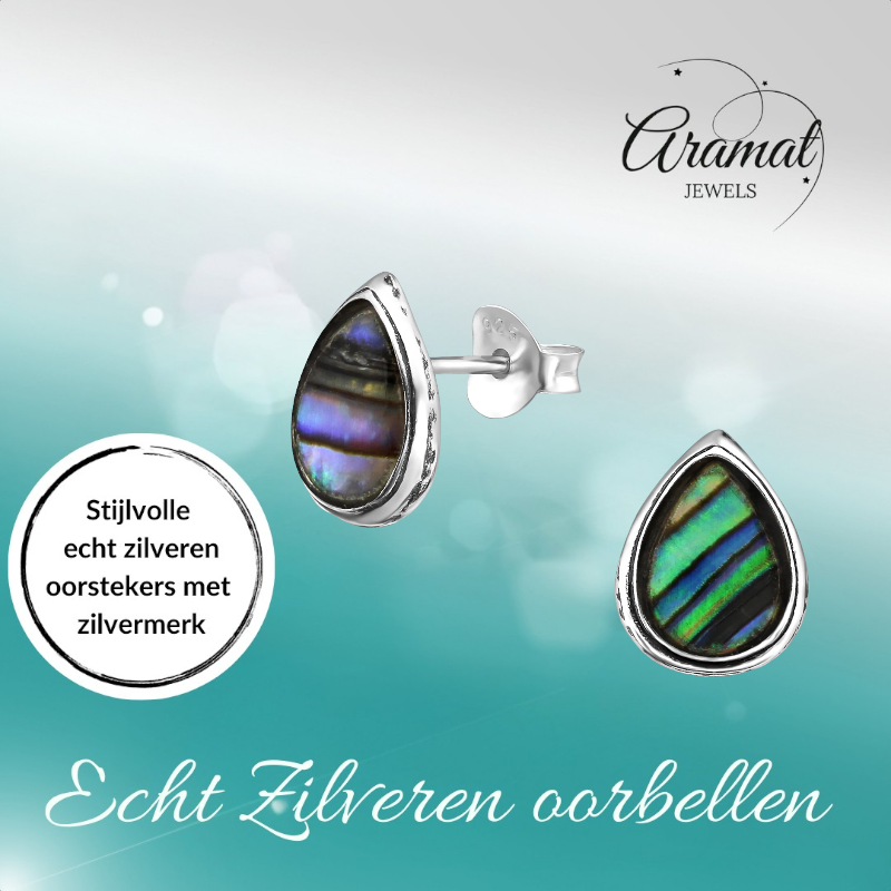 Zilveren Abalone Oorbellen 10x8 mm