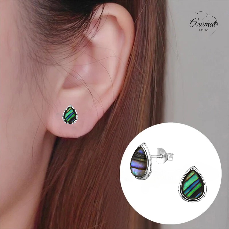 Zilveren Abalone Oorbellen 10x8 mm