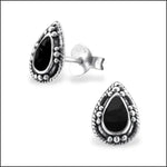 Sterling zilver en onyx zwarte onyxiet oorbellen