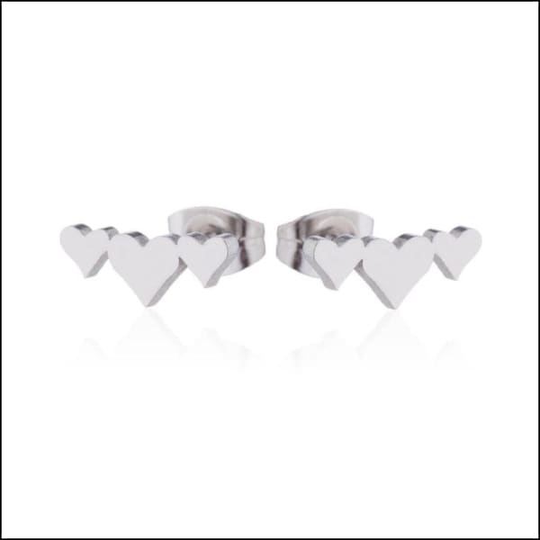 Zilveren Zweerknopjes-oorbellen Van Aramat Jewels® Met 3 Hartjes