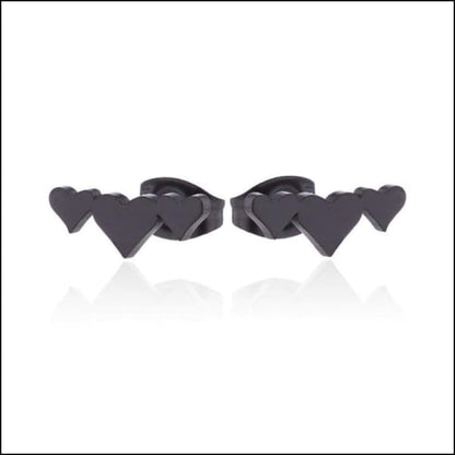 Zwarte Hartvormige Oorbellen Van Aramat Jewels® Met Stalen Zweerknopjes