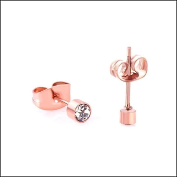 Stalen Kristallen Oorknopjes Rosékleurig / 3 Mm / Transparant | Oorbellen