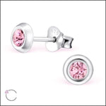 Zilveren Kristal Oorknopjes - Subtiel en Elegant 5mm / Roze | Oorbellen