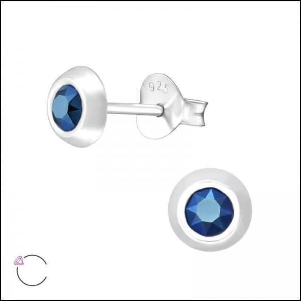 Zilveren Kristal Oorknopjes - Subtiel en Elegant 5mm / Metallic Blauw | Oorbellen