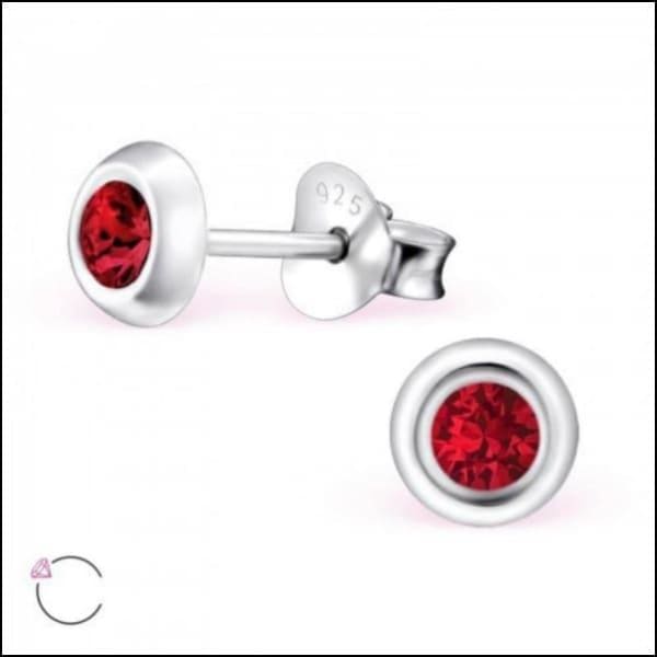 Zilveren Kristal Oorknopjes - Subtiel en Elegant 5mm / Rood | Oorbellen