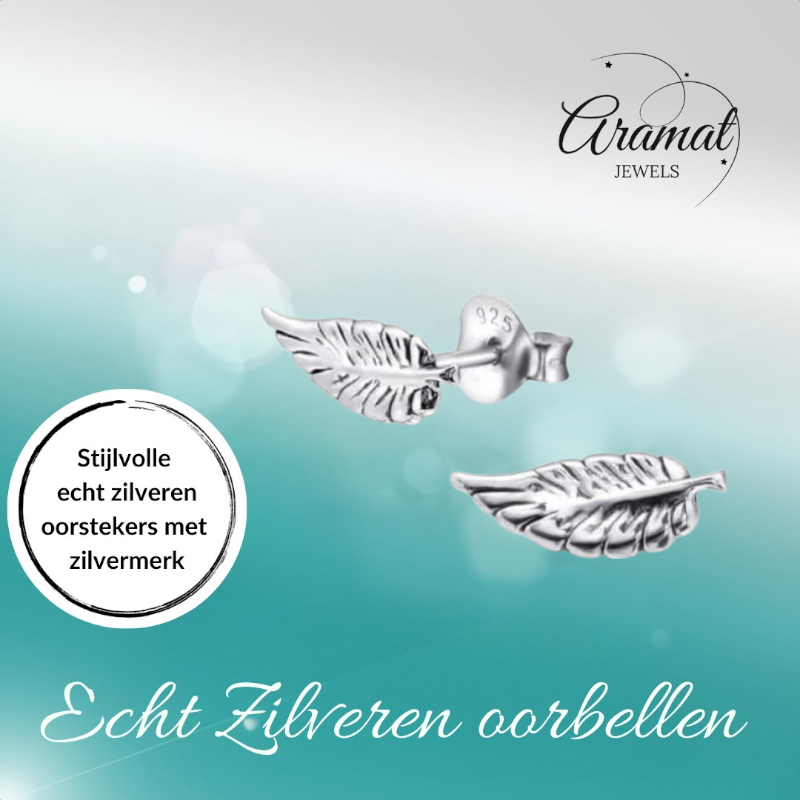 Zilveren Blaadje Oorbellen Antieklook – 11x4mm