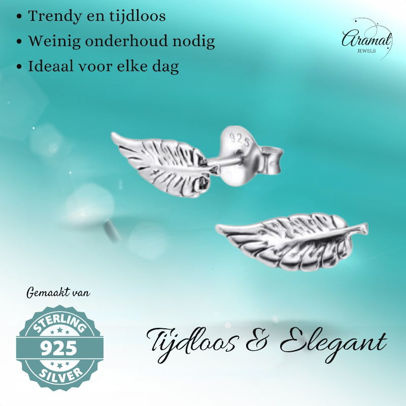 Zilveren Blaadje Oorbellen Antieklook – 11x4mm