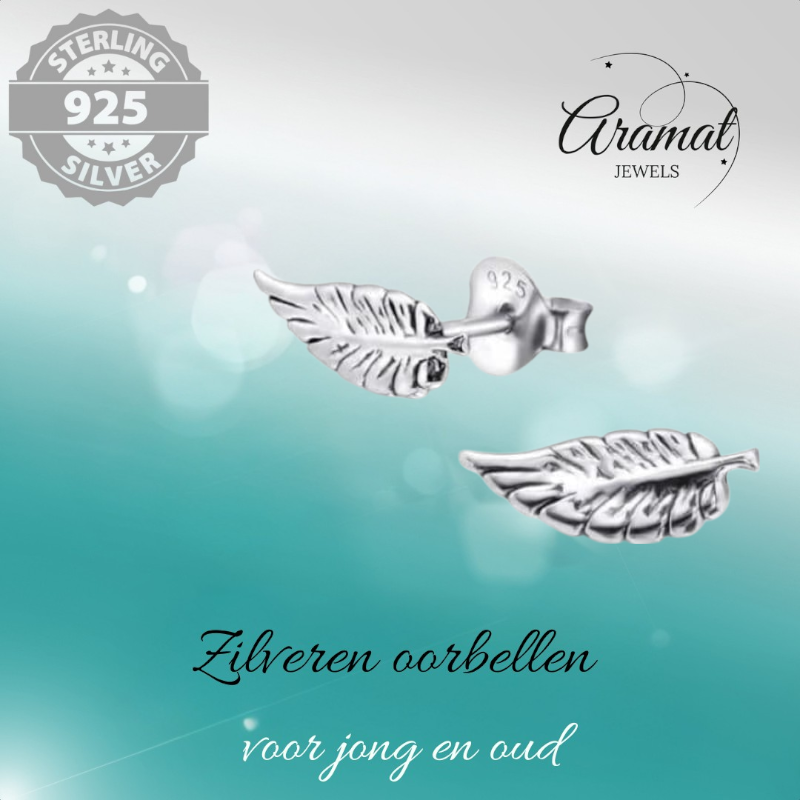 Zilveren Blaadje Oorbellen Antieklook – 11x4mm