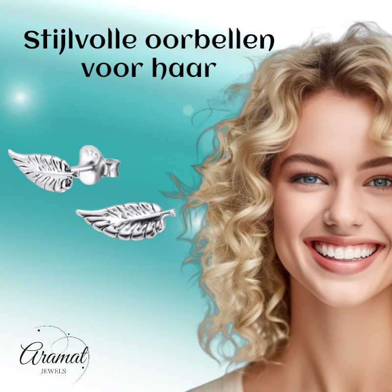 Zilveren Blaadje Oorbellen Antieklook – 11x4mm