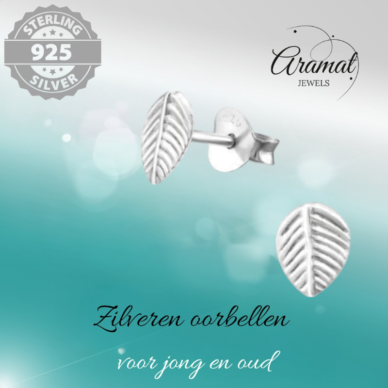 Zilveren Blaadje Oorbellen Antieklook – 7x5mm