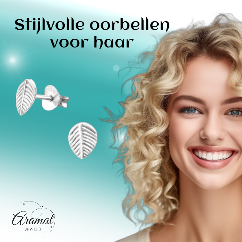 Zilveren Blaadje Oorbellen Antieklook – 7x5mm