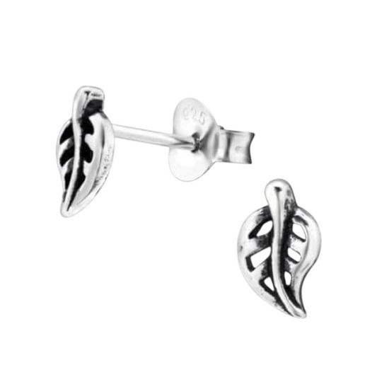 Silver Leaf Earrings Antique Look – 7x4mm