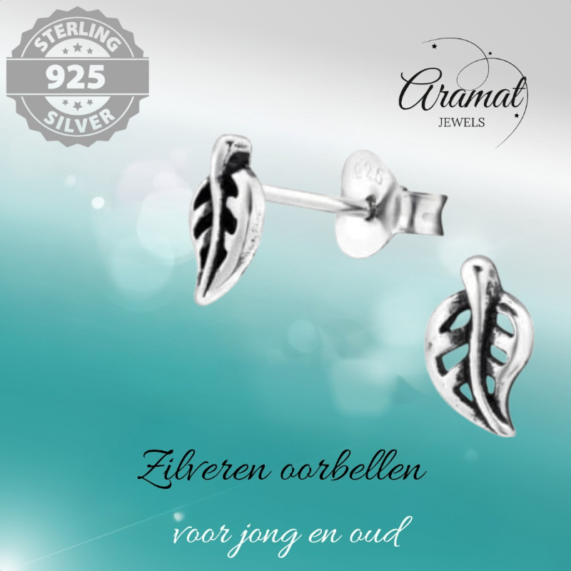 Zilveren Blaadje Oorbellen Antieklook – 7x4mm