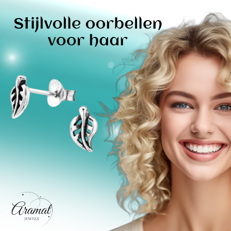 Zilveren Blaadje Oorbellen Antieklook – 7x4mm
