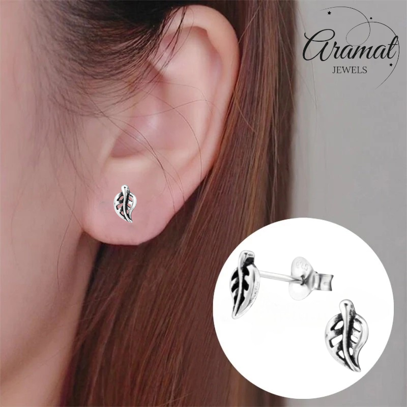 Zilveren Blaadje Oorbellen Antieklook – 7x4mm