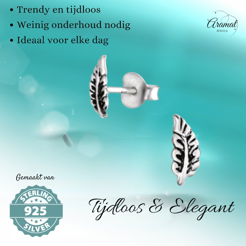 Zilveren Blaadje Oorbellen Antieklook – 8x3mm