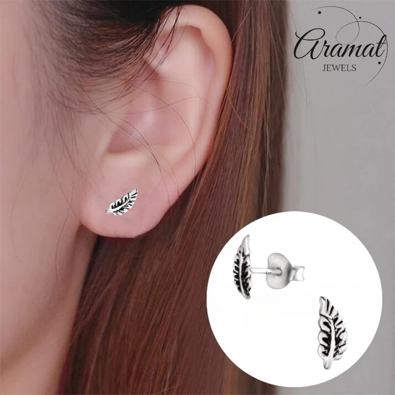 Zilveren Blaadje Oorbellen Antieklook – 8x3mm