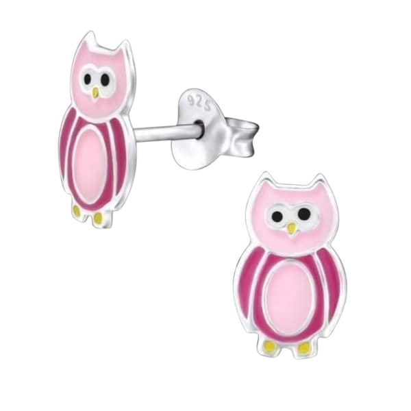 Zilveren Uiltjes Oorbellen Roze 10x6 mm