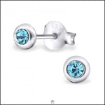 Zilveren Kristal Oorknopjes - Subtiel en Elegant 4mm / Aqua Blauw | Oorbellen