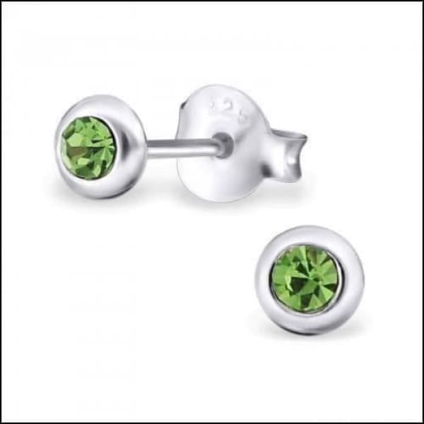 Zilveren Kristal Oorknopjes - Subtiel en Elegant 4mm / Peridot Groen | Oorbellen