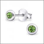 Zilveren Kristal Oorknopjes - Subtiel en Elegant 4mm / Peridot Groen | Oorbellen