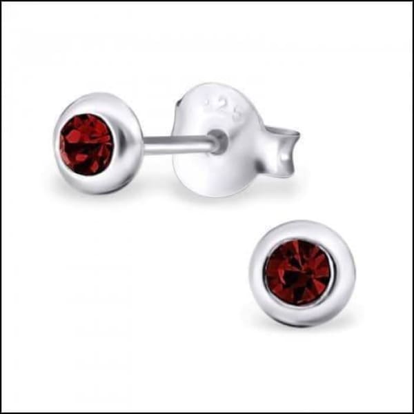 Zilveren Kristal Oorknopjes - Subtiel en Elegant 4mm / Rood | Oorbellen