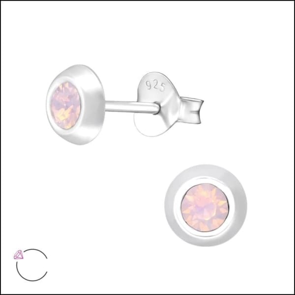 Zilveren Kristal Oorknopjes - Subtiel en Elegant 5mm / Opaal Roze | Oorbellen