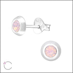 Zilveren Kristal Oorknopjes - Subtiel en Elegant 5mm / Opaal Roze | Oorbellen