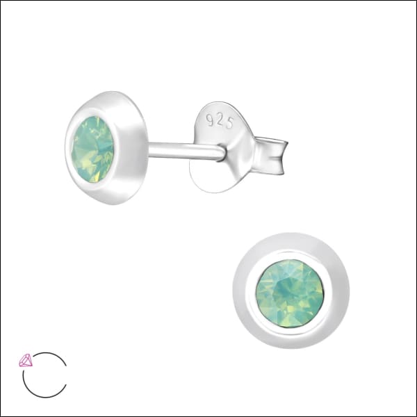 Zilveren Kristal Oorknopjes - Subtiel en Elegant 5mm / Opaal Zeegroen | Oorbellen