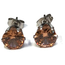 oor3601-Aramat Jewels ® – Stalen oorbellen met zirkonia - Champagne - Rond-Aramat Jewels 