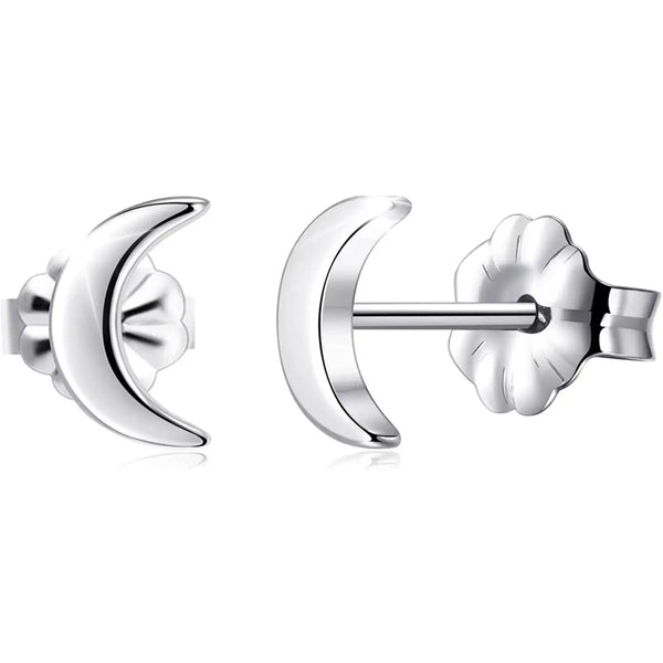 Aramat jewels ® - Titanium oorbellen Maan 8mm 8mm dames heren kinderen maan nikkelvrij oorbellen titanium zilverkleurig
