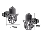 Stalen Oorbellen Hamsa Hand Zwart-11x7mm | Oorbellen